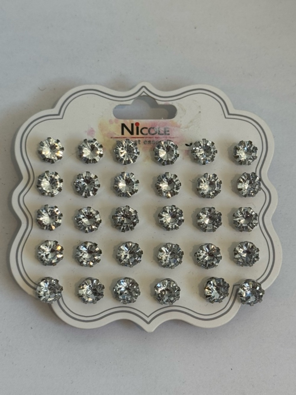NWT Nicole Clear Crystal Stud Earring Set - Silver Tones